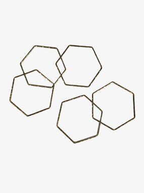 Hexagonal Bangles, Brass Plated, 2.6", 5pc